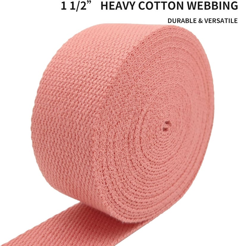 Evora 1.5 inch Cotton Webbing Braid Handles Bag Strap 15ft High Density Webbing Plain Weave Straps for Cloth Tote Bag, Pet Collars, DIY Projects, Crafts, Outdoor Accessories (Watermelon Red 507) - Image 2